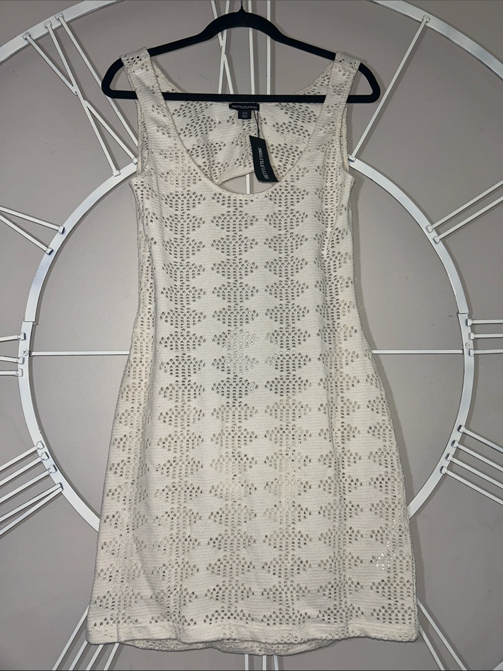 NWT PrettyLittleThing Cream Crochet Mini Dress